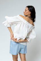 Off White Cotton Off Shoulder Top - FINAL SALE