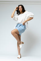 Off White Cotton Off Shoulder Top - FINAL SALE