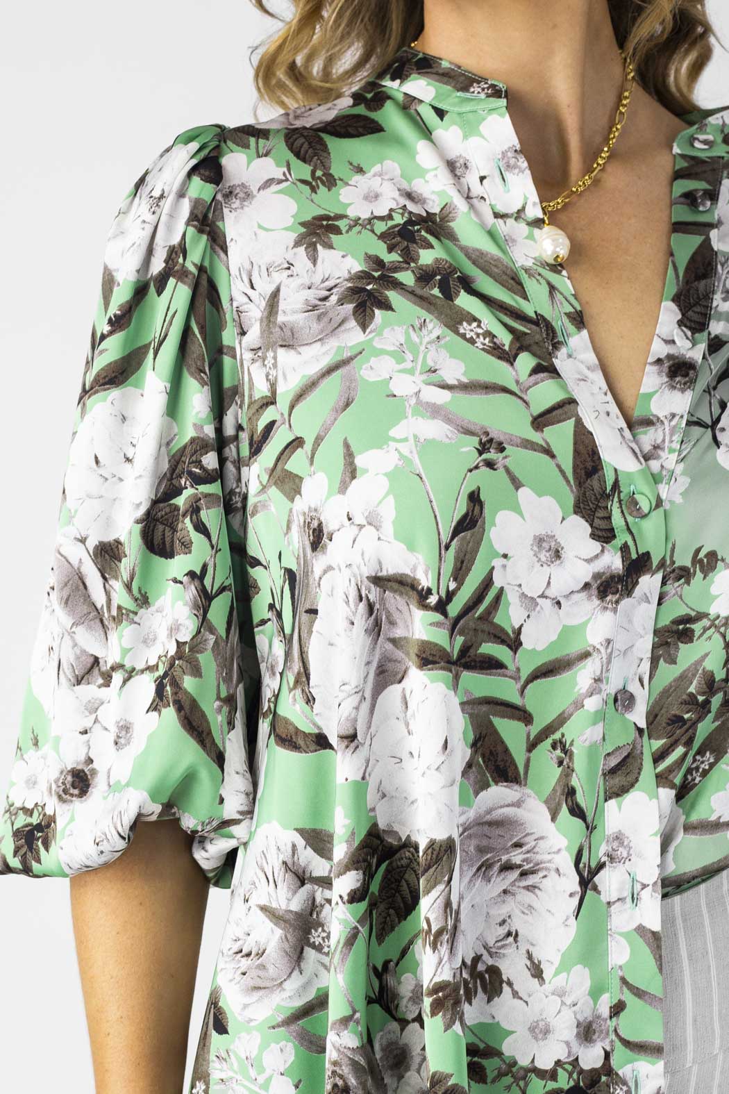 Mint Silky Tunic Shirt - Final Sale