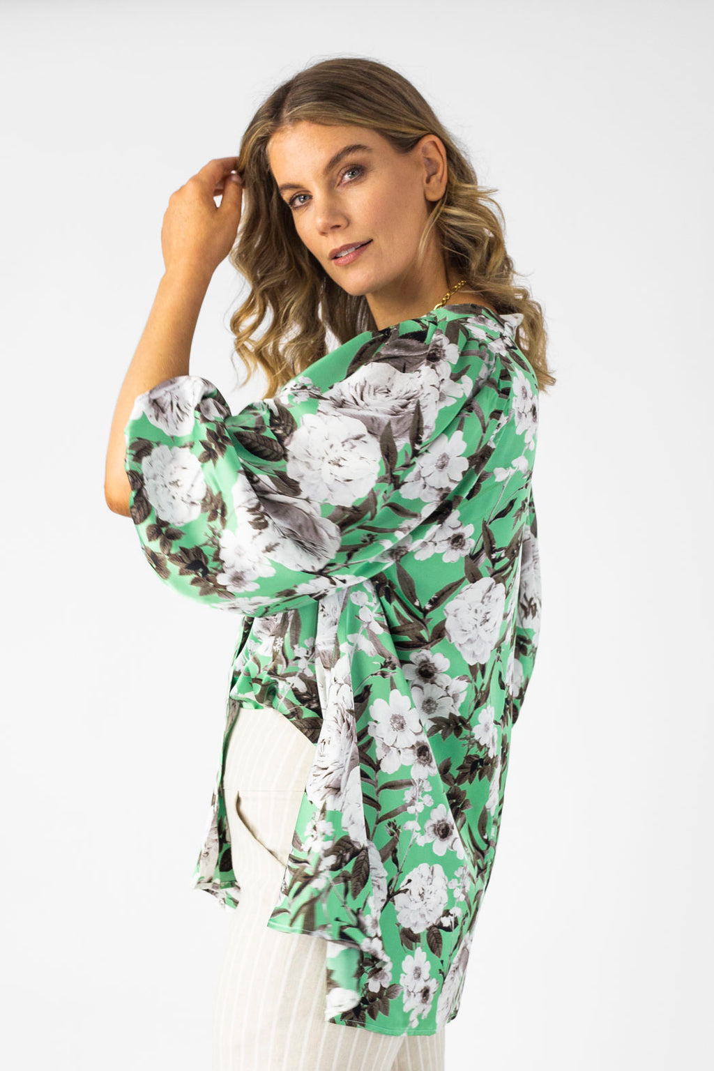 Mint Silky Tunic Shirt - Final Sale