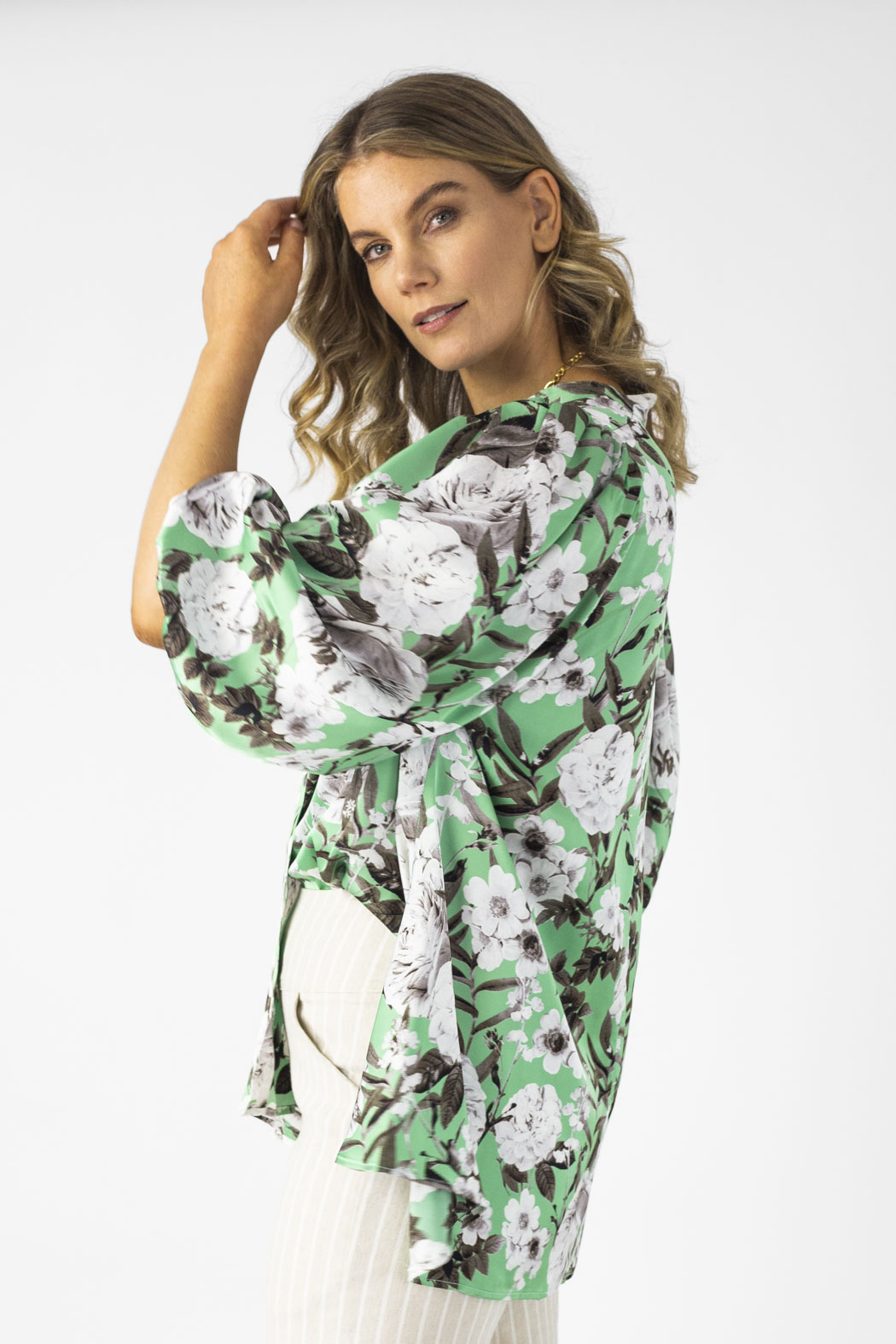 Mint Silky Tunic Shirt - Final Sale