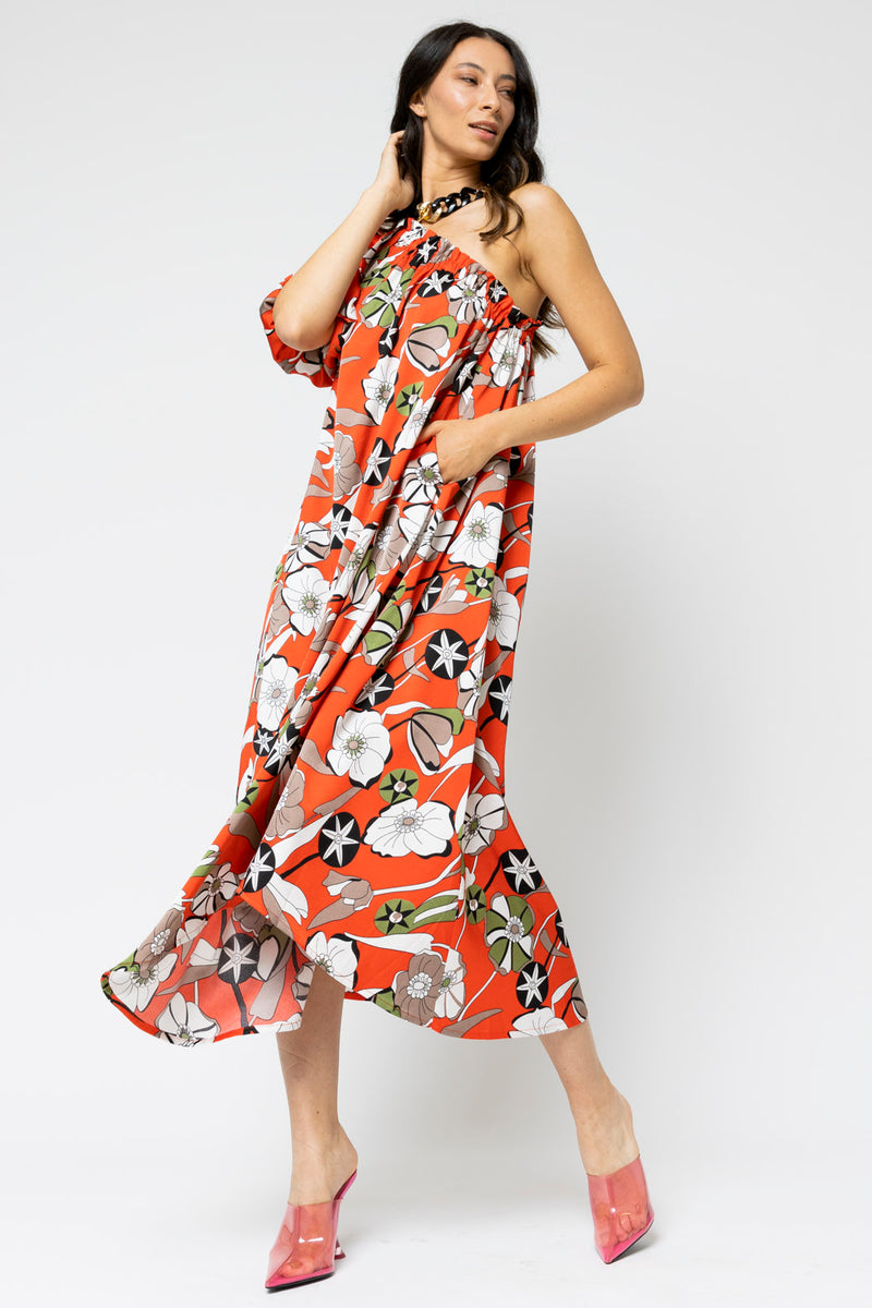 Tangerine One Shoulder Dress - Final Sale