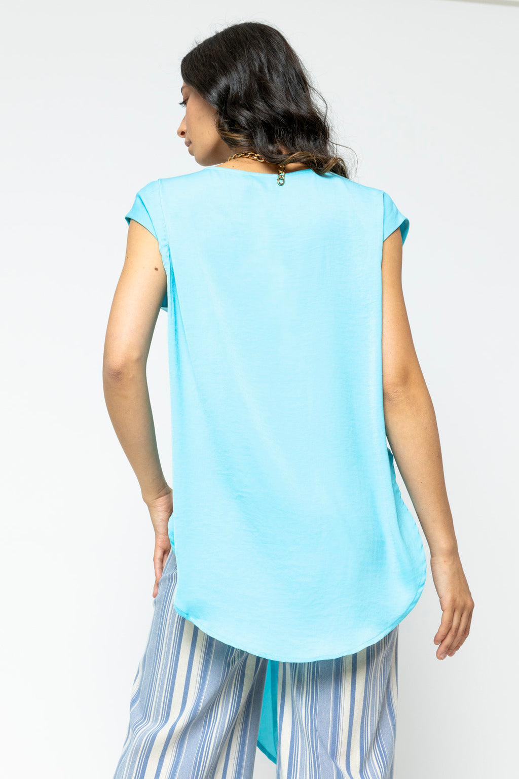 Sky Blue Sleeveless Zhoush Tie Top - FINAL SALE