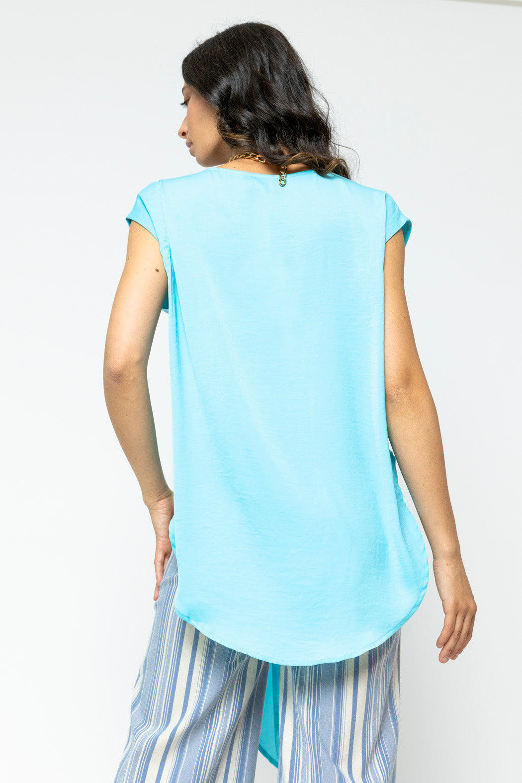 Sky Blue Sleeveless Zhoush Tie Top - FINAL SALE
