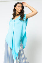 Sky Blue Sleeveless Zhoush Tie Top - FINAL SALE