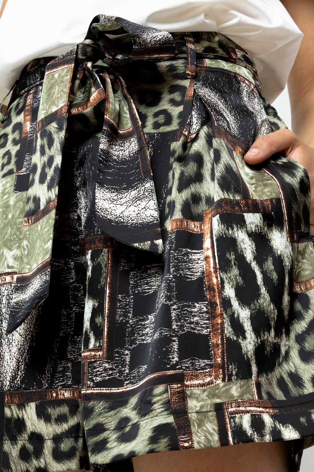 Khaki Silky Paperbag Shorts - Final Sale