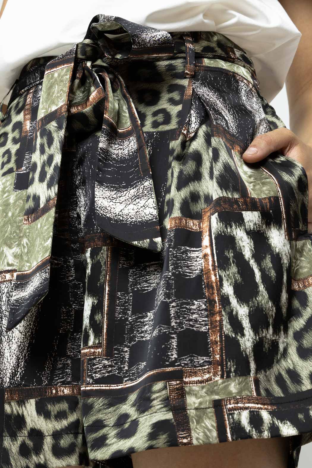 Khaki Silky Paperbag Shorts - Final Sale