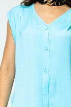Sky Blue Sleeveless Zhoush Tie Top - FINAL SALE