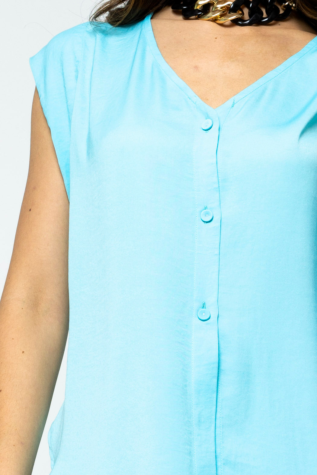 Sky Blue Sleeveless Zhoush Tie Top - FINAL SALE