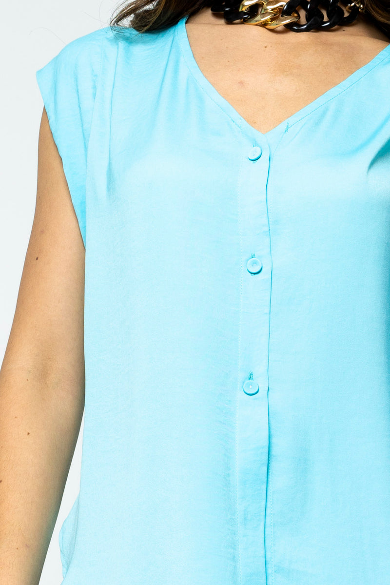 Sky Blue Sleeveless Zhoush Tie Top - FINAL SALE