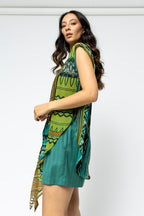 Jade Print Sleeveless Zhoush Tie Top - Sale