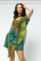 Jade Print Sleeveless Zhoush Tie Top - Sale