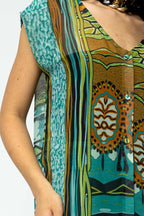 Jade Print Sleeveless Zhoush Tie Top - Sale