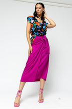 Magenta Knot Front Skirt - Final Sale