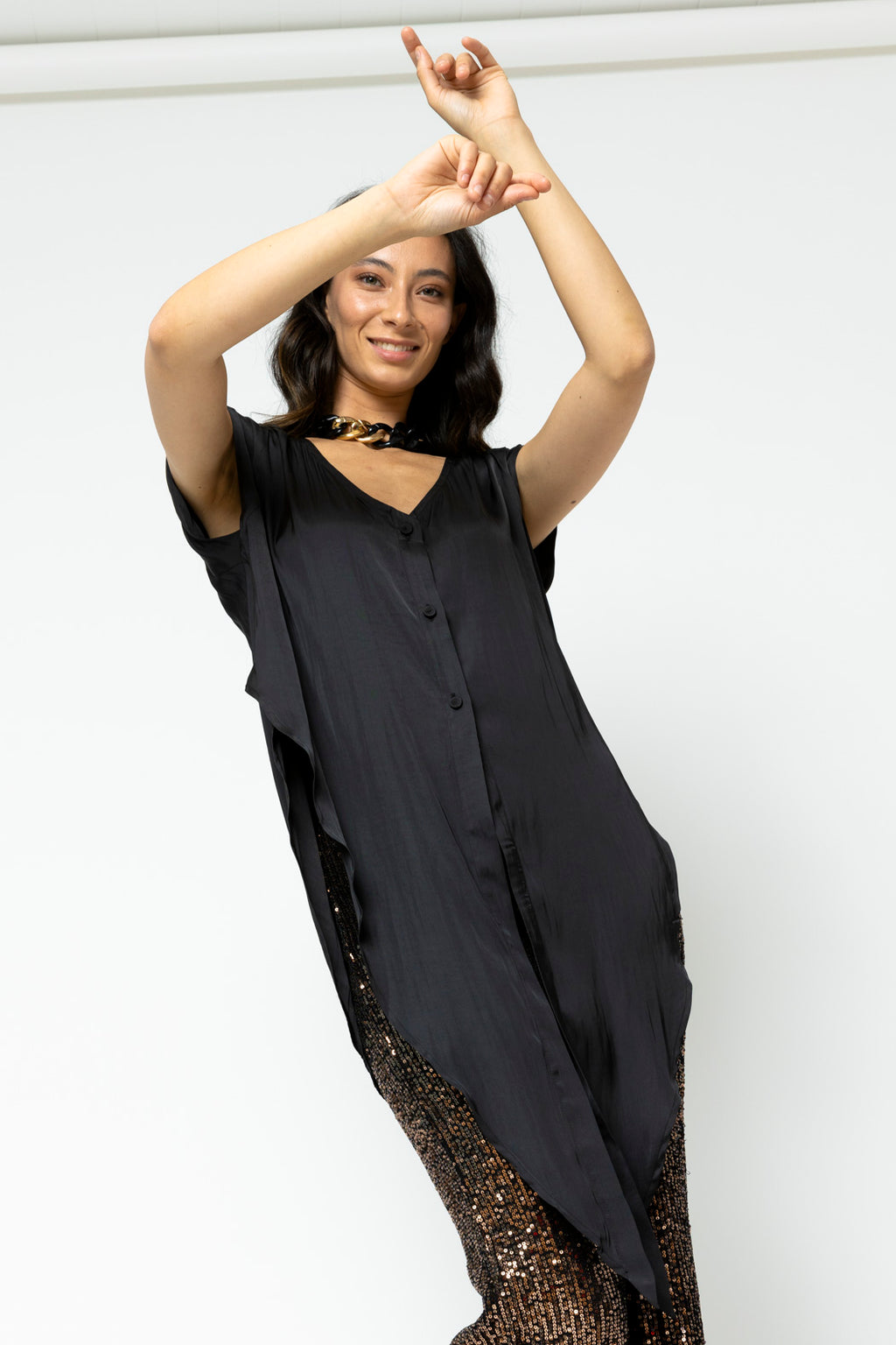 Black Sleeveless Zhoush Tie Top -final Sale