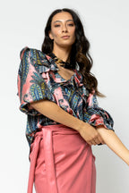 Pink Paisley Silky Ruffle Shirt - Sale
