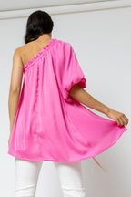 Hot Pink One Shoulder Top - Sale