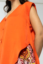 Orange Sleeveless Zhoush Tie Top - Final Sale
