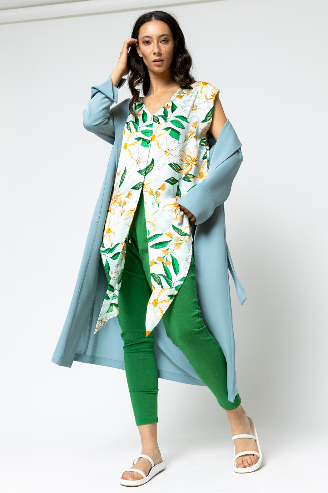 Mint Floral Sleeveless Tie Top - Sale