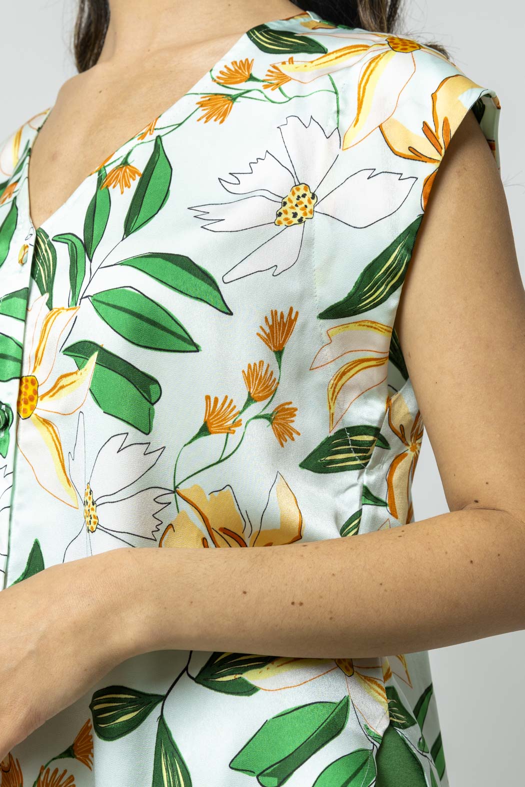 Mint Floral Sleeveless Tie Top - Sale