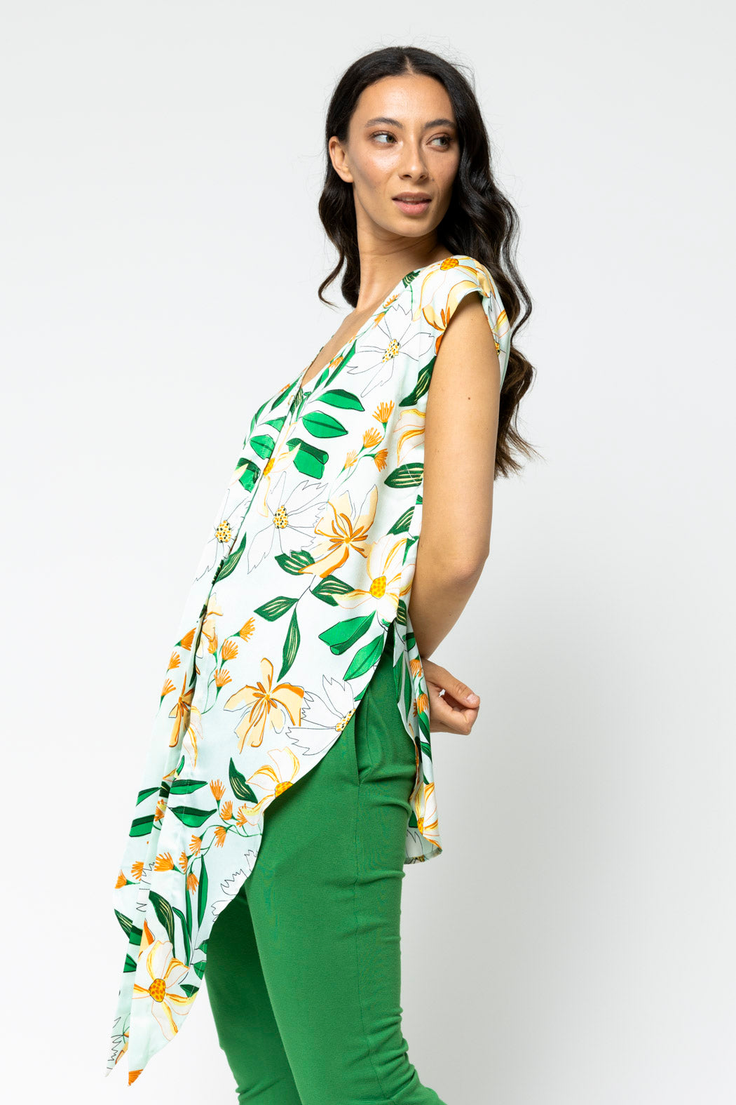 Mint Floral Sleeveless Tie Top - Sale