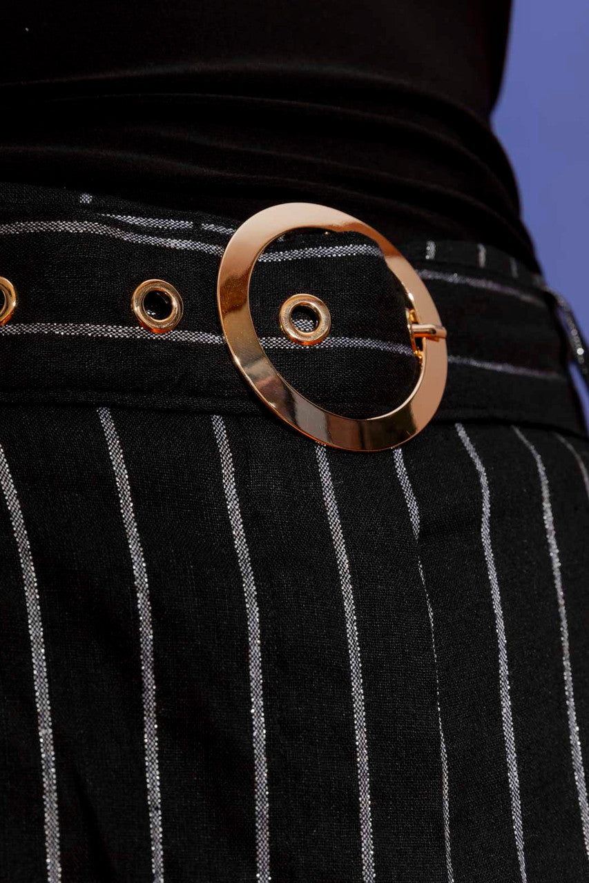 Black Stripe Linen Cleo Pant