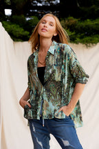 Green Print Chiffon Shirt
