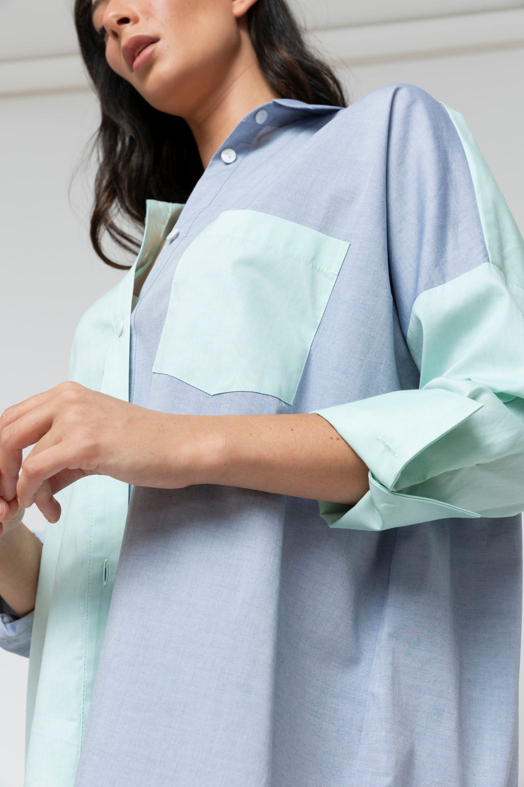 Marine Aqua Two Tone Blake Shirt - Sale