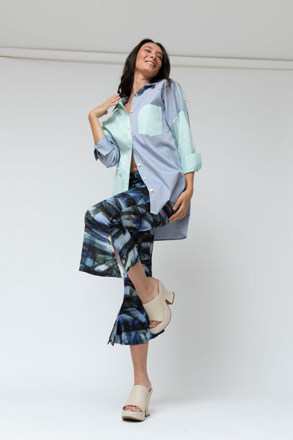 Marine Aqua Two Tone Blake Shirt - Sale