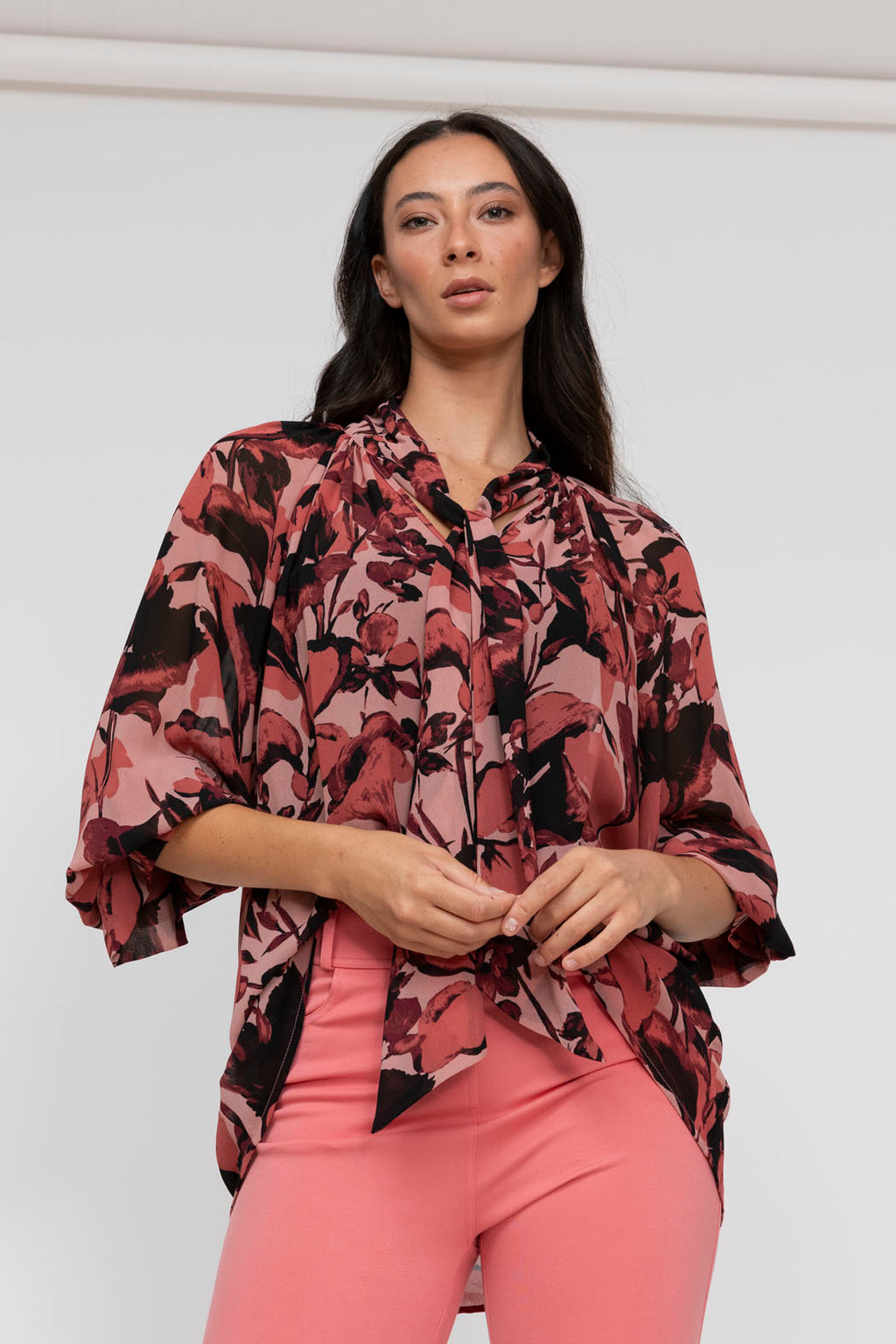 Burgundy Floral Victorian Blouse - Final Sale