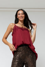 Burgundy Dobby Lace Cami - Final Sale