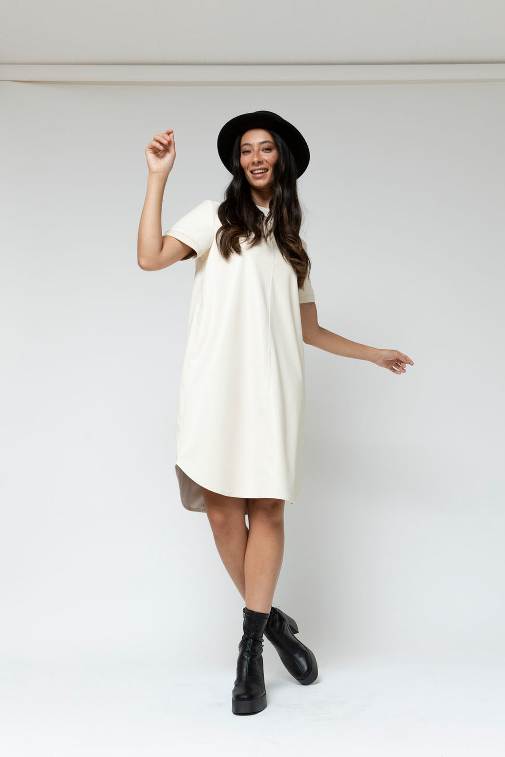 Ivory Faye Vegan Leather Tee Dress - Sale