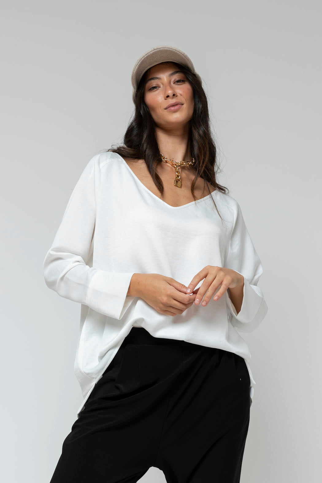 White Venice V Silky Top - Fina Sale