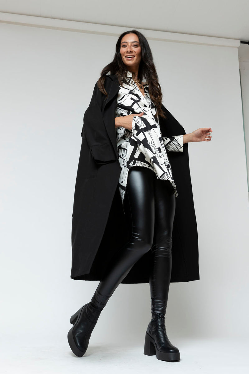 Black Ivory Silky Blogger Pocket Tunic