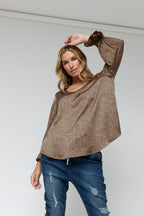 Brown Sienna Print V Top - Sale