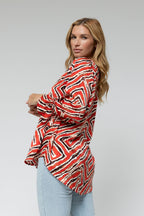 Red Sienna Print V Top - Sale