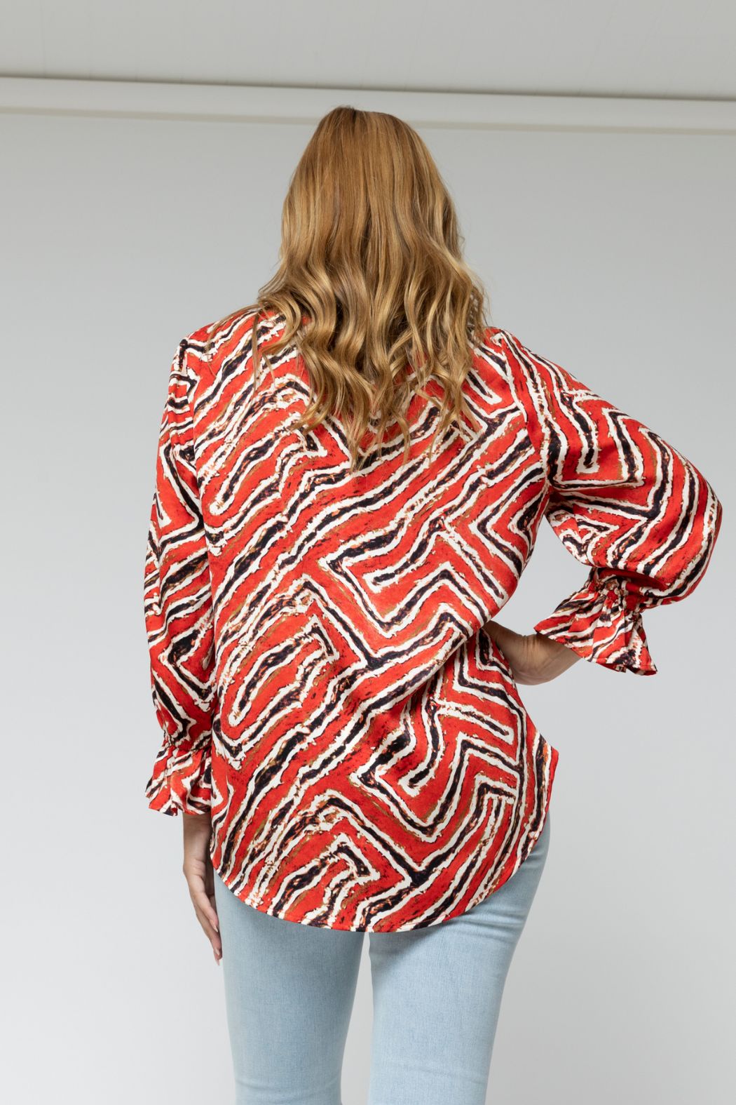 Red Sienna Print V Top - Sale