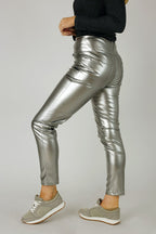 Silver Vegan Leather Easy Jean - SALE