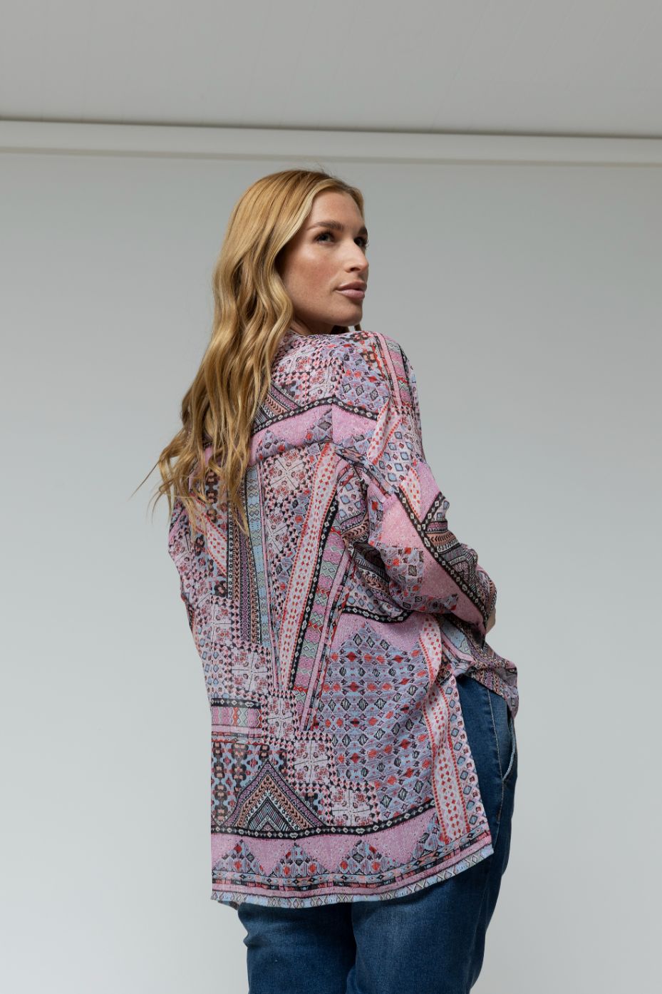 Pink Everyday Print Chiffon Shirt