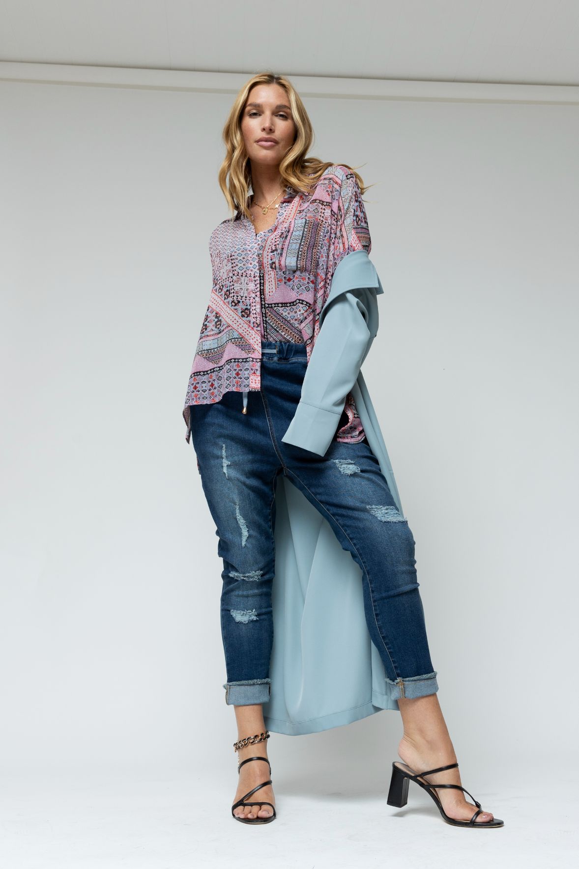 Pink Everyday Print Chiffon Shirt