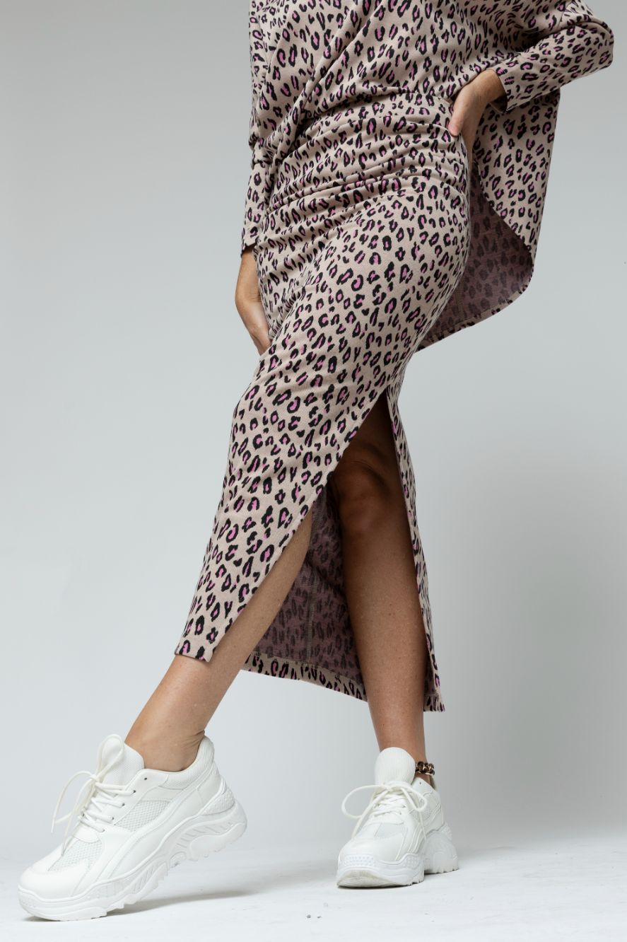 Ivory Animal Jacquard Split Skirt