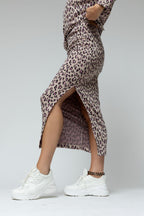 Ivory Animal Jacquard Split Skirt