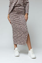 Ivory Animal Jacquard Split Skirt