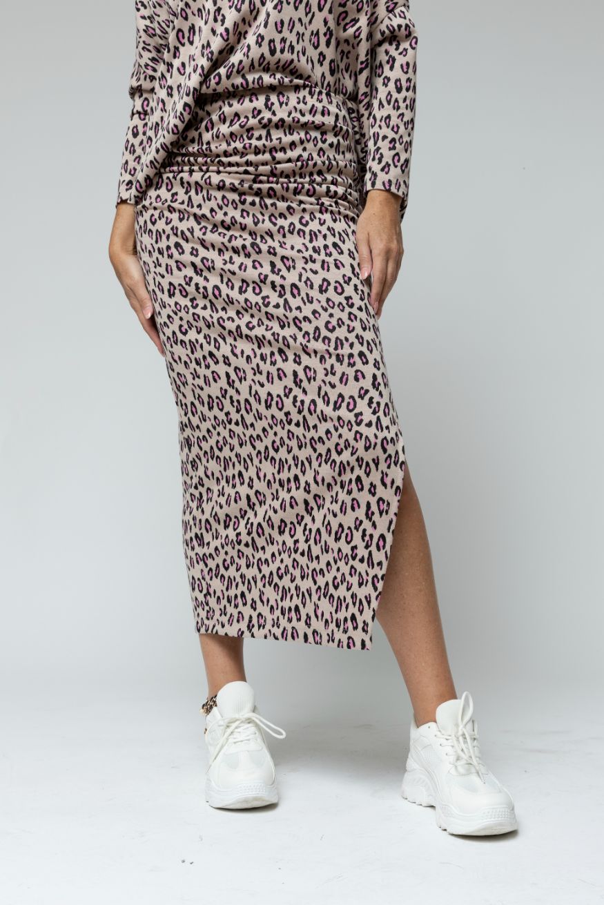 Ivory Animal Jacquard Split Skirt