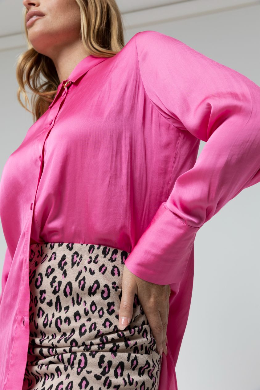 Hot Pink Silky Asana Shirt - Final Sale