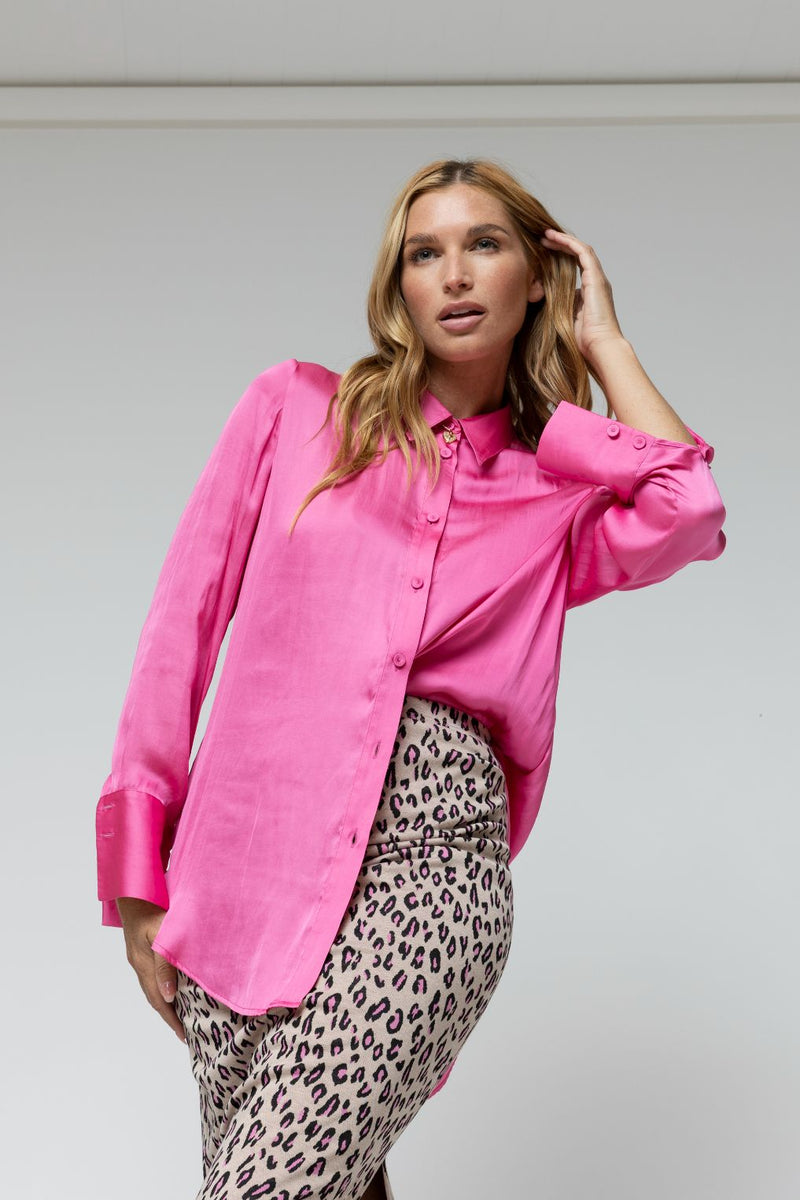 Hot Pink Silky Asana Shirt - Final Sale