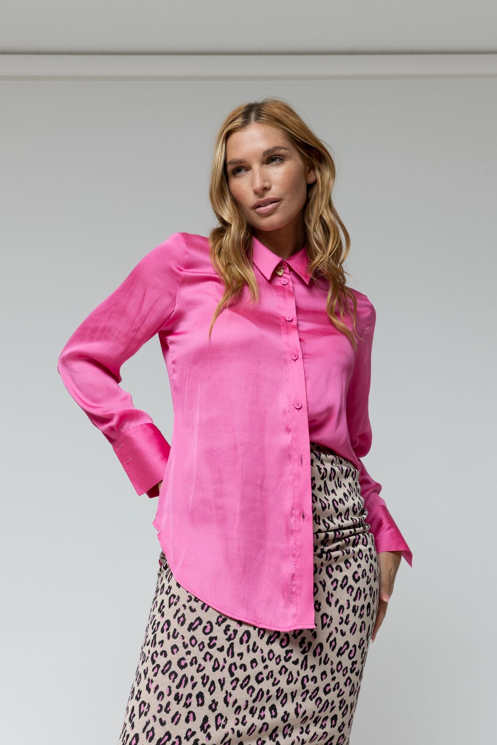 Hot Pink Silky Asana Shirt - Final Sale