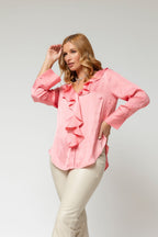 Pink Cascade Frill Shirt - Final Sale