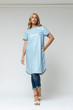 Pale Blue Faye Vegan Leather Tee Dress - Final Sale
