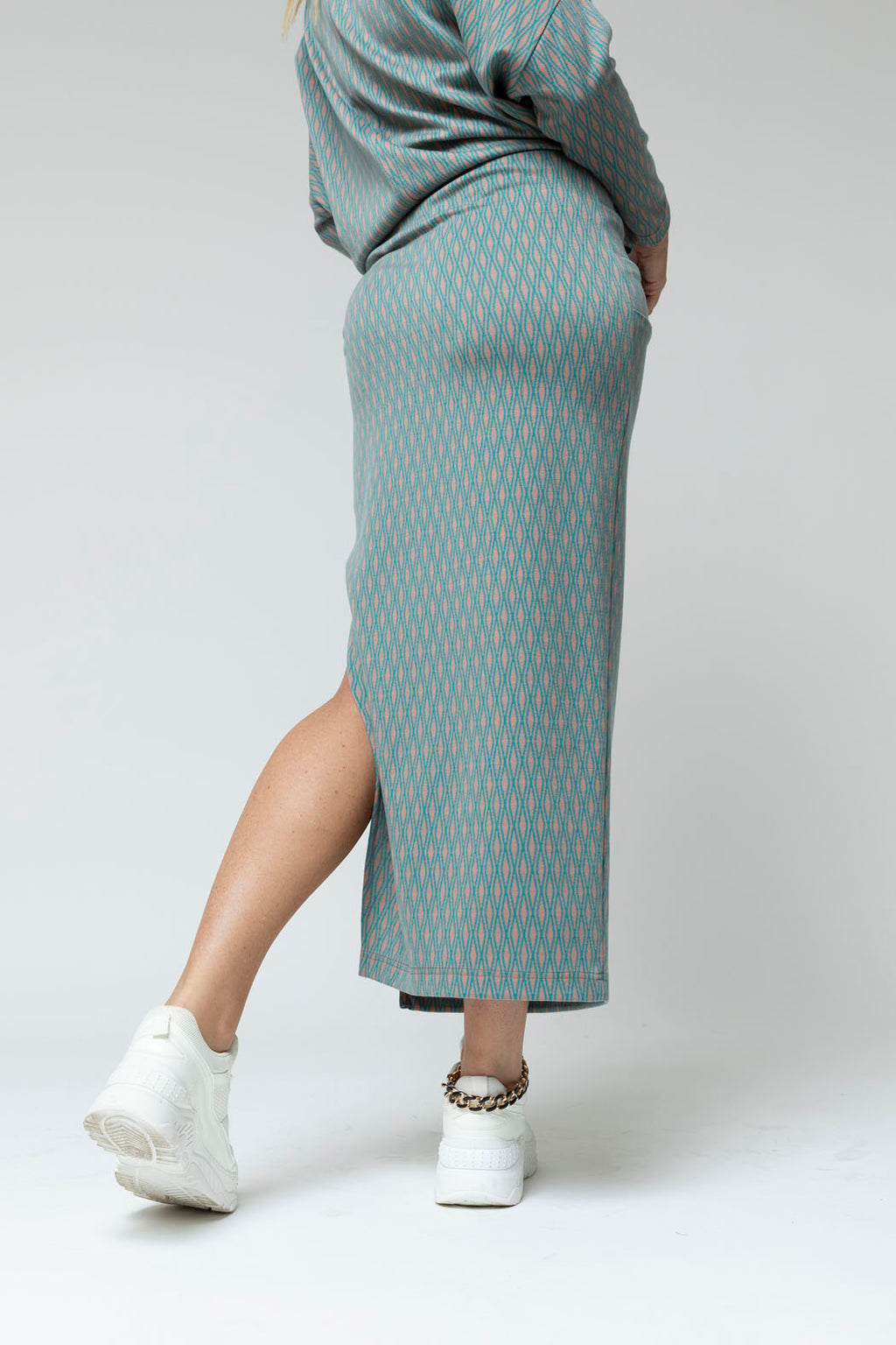 Jade Jacquard Split Skirt - Final Sale